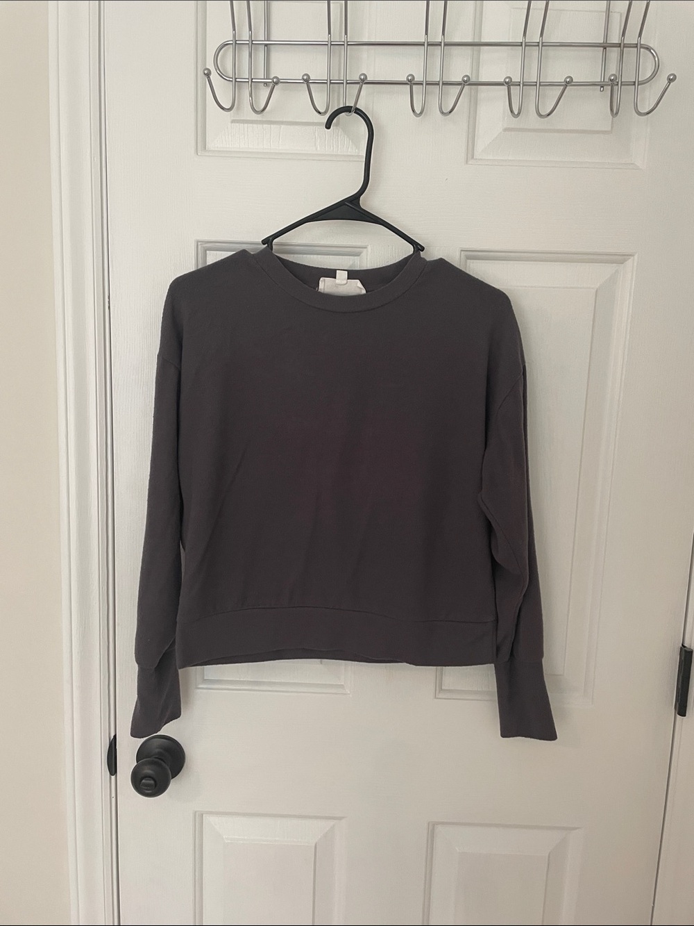 Pink Rose Women's Crewneck Sweatshirt in Charcoal Gray